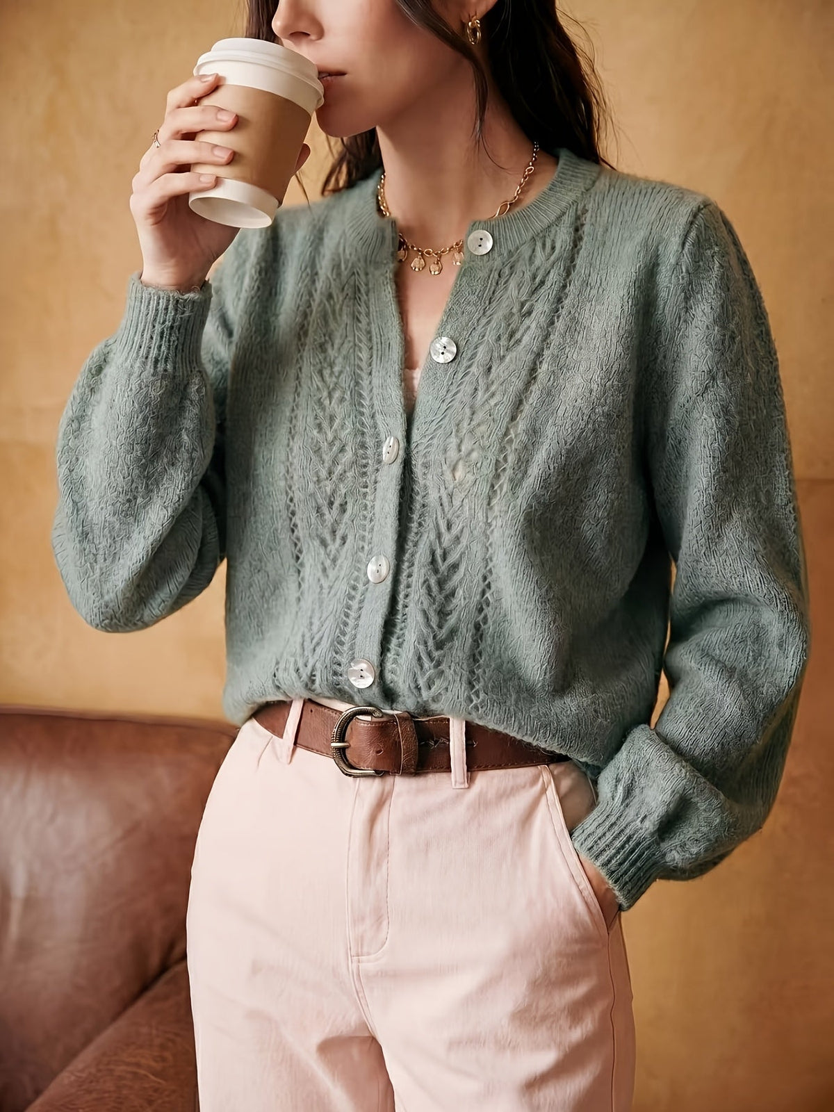 Orla-Skye Pointelle Cable Cardigan