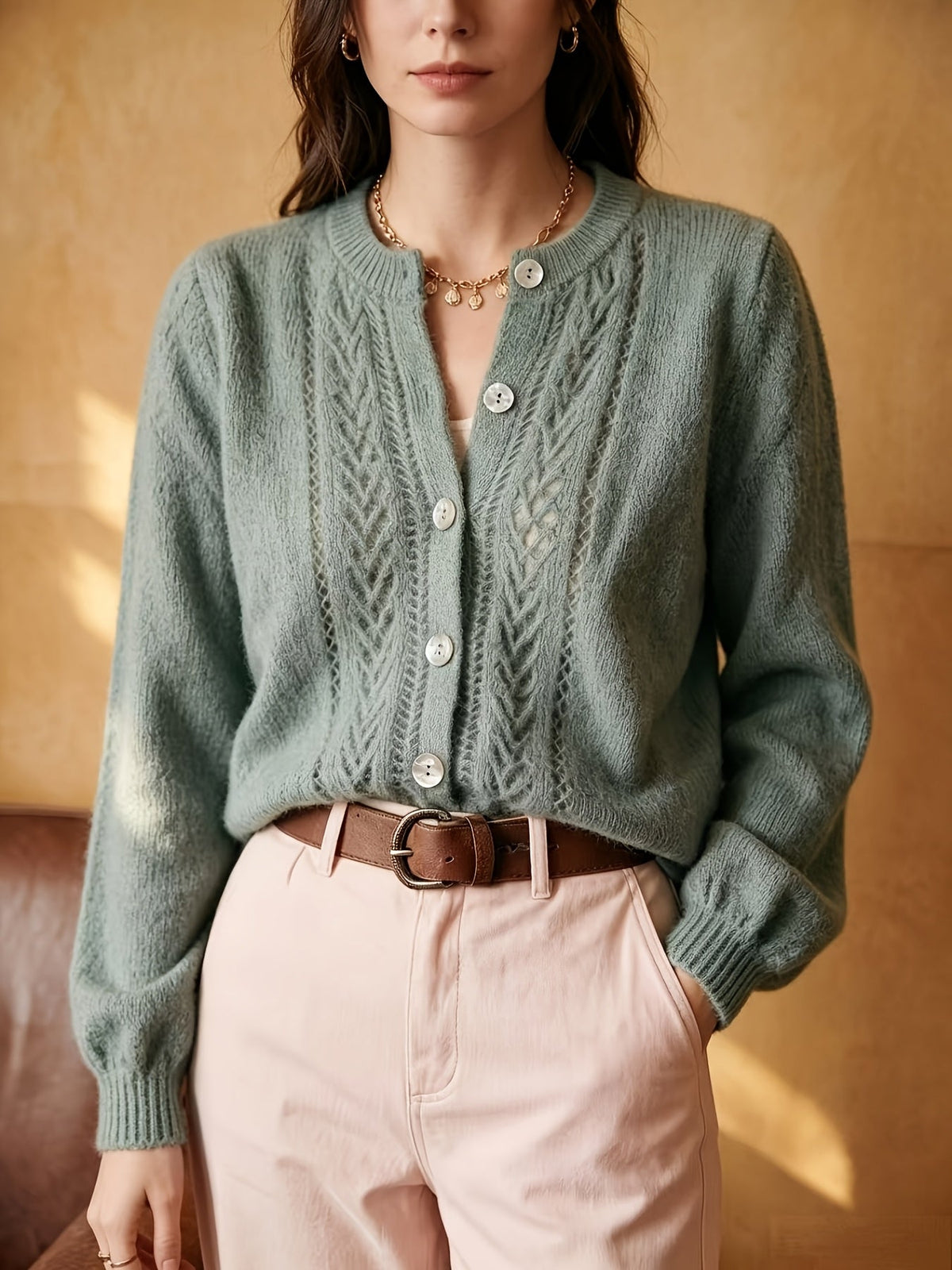 Orla-Skye Pointelle Cable Cardigan