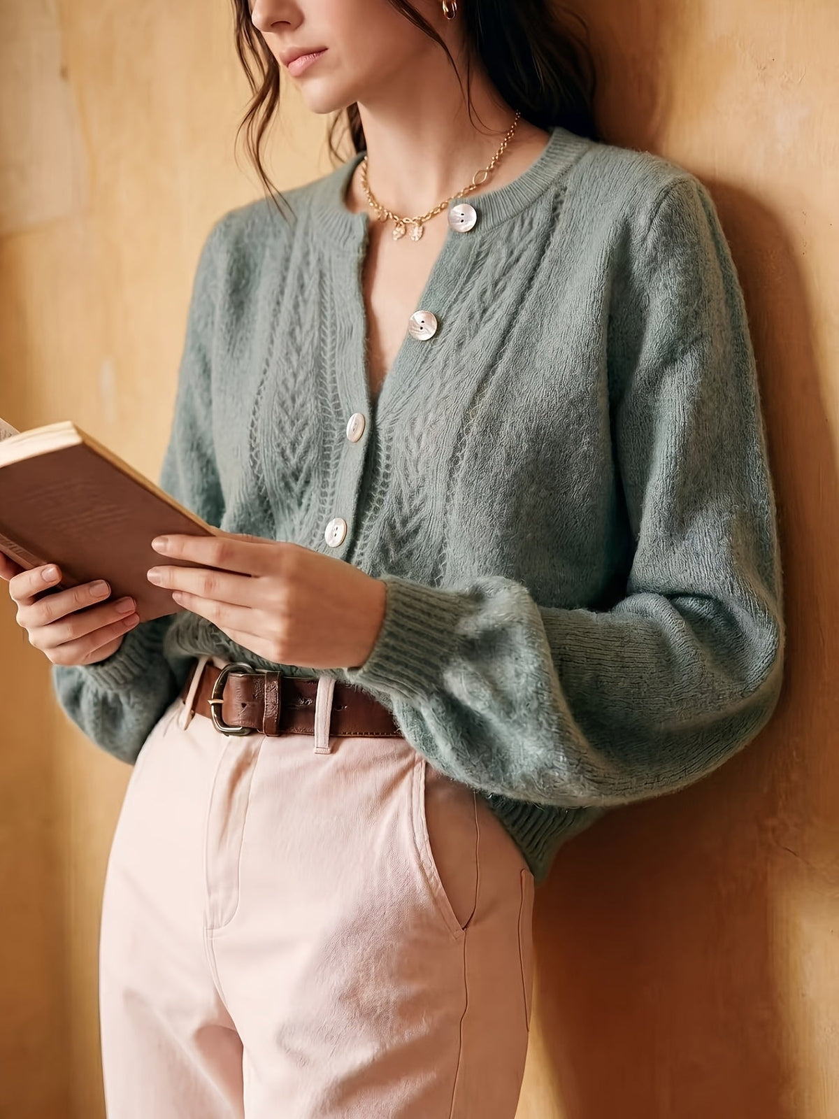 Orla-Skye Pointelle Cable Cardigan