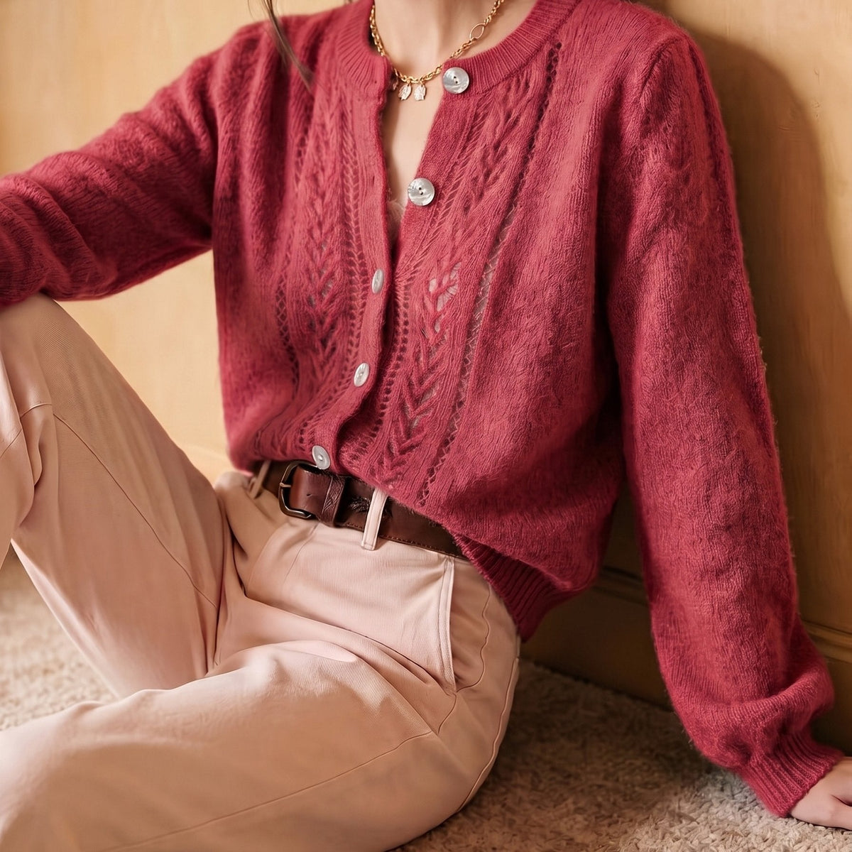 Orla-Skye Pointelle Cable Cardigan
