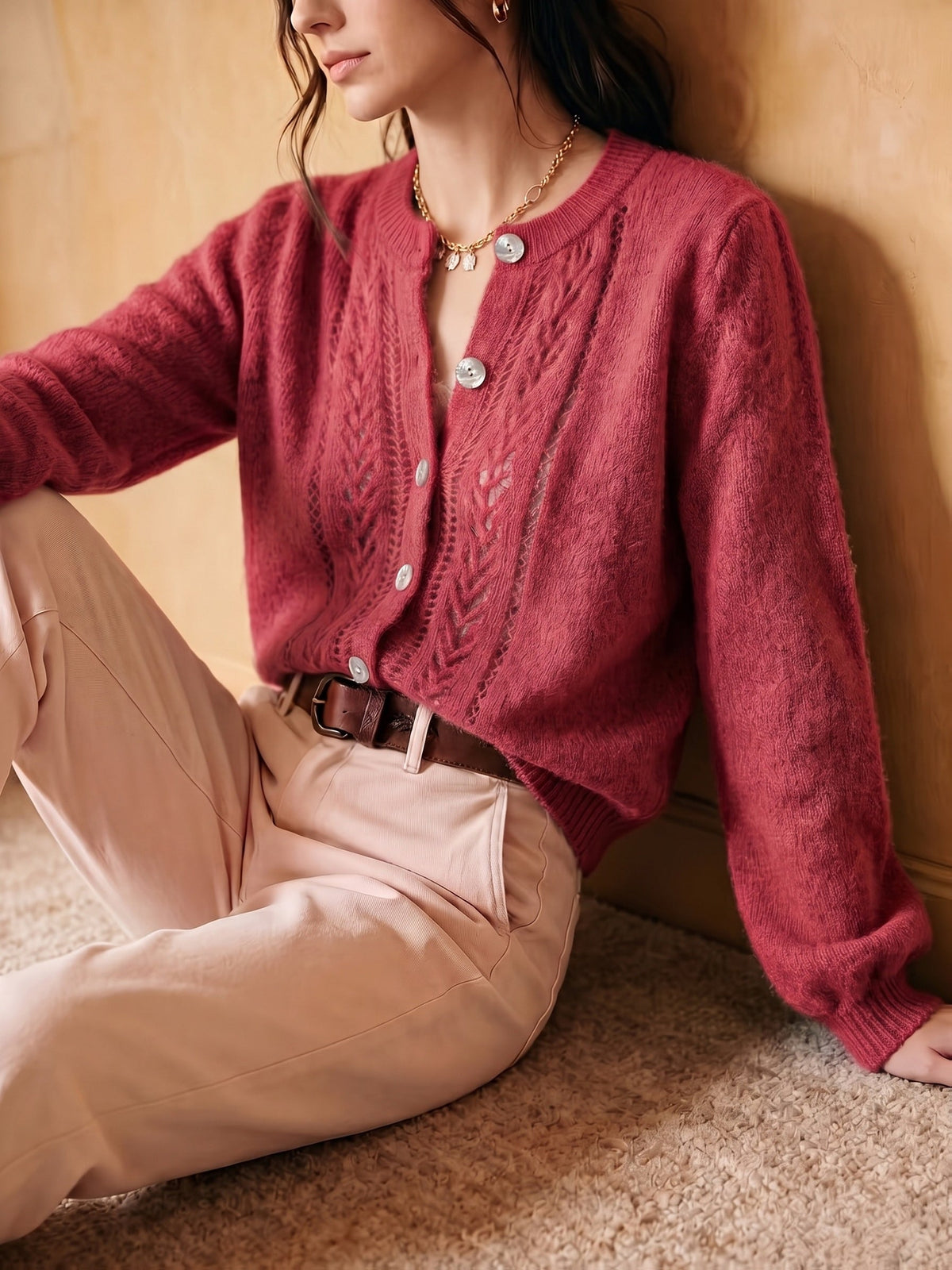 Orla-Skye Pointelle Cable Cardigan