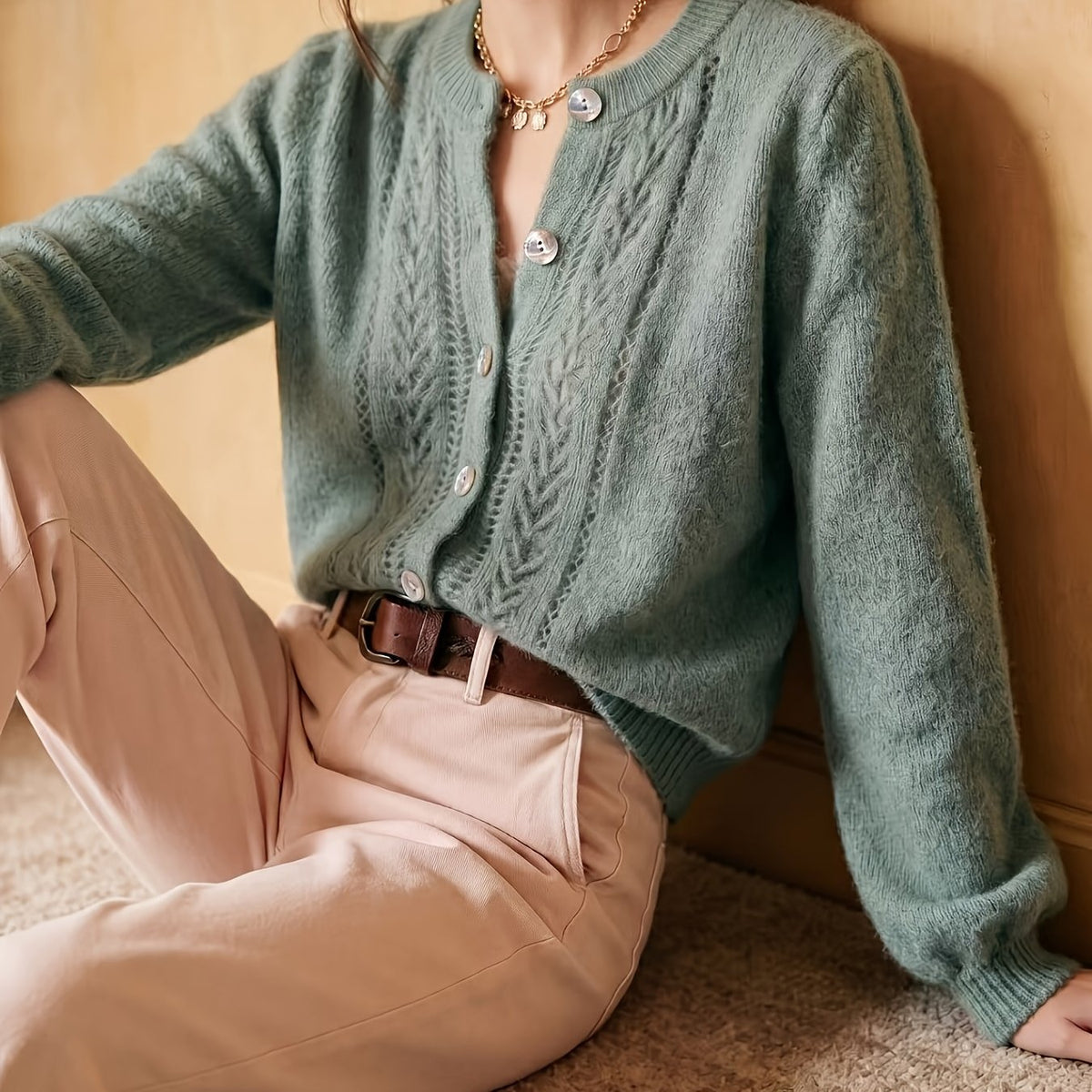 Orla-Skye Pointelle Cable Cardigan