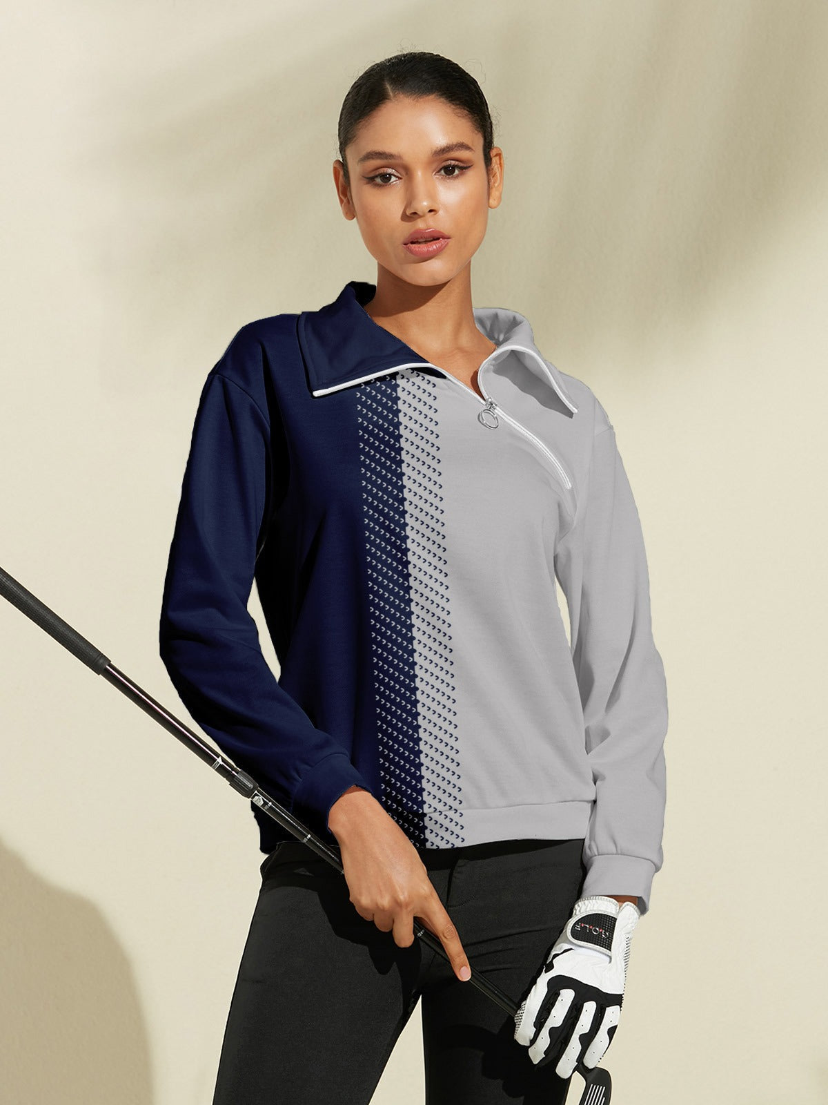 Cassia-Rose Color Block Half-Zip Pullover
