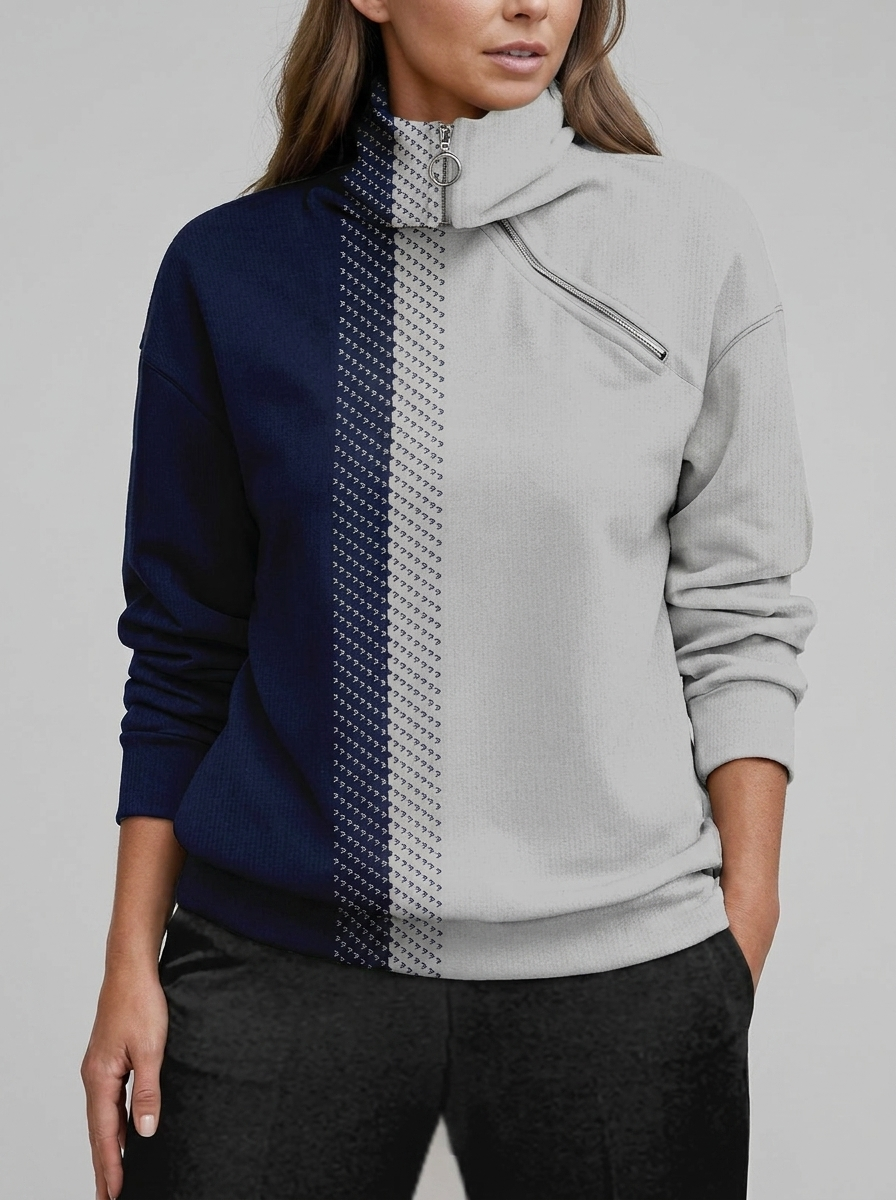 Cassia-Rose Color Block Half-Zip Pullover