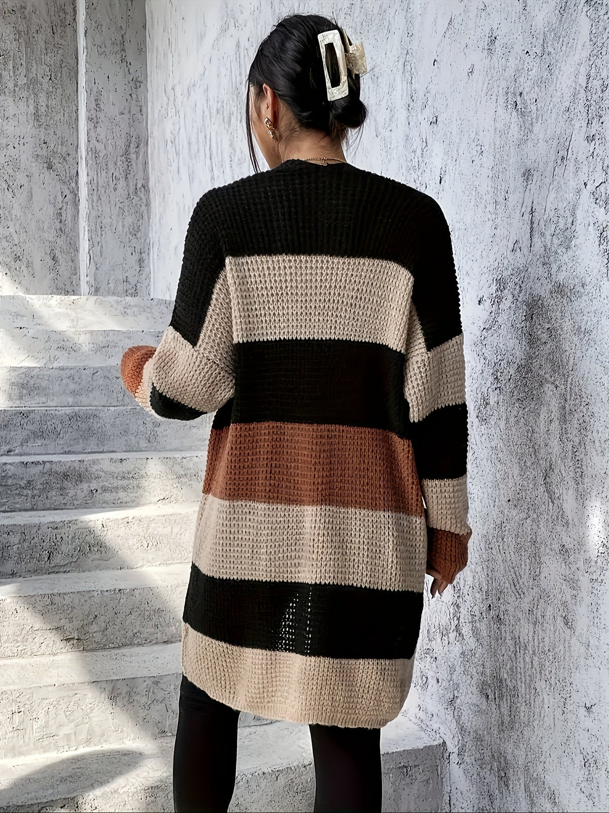 Flavia-Claire Waffle Knit Longline Cardigan