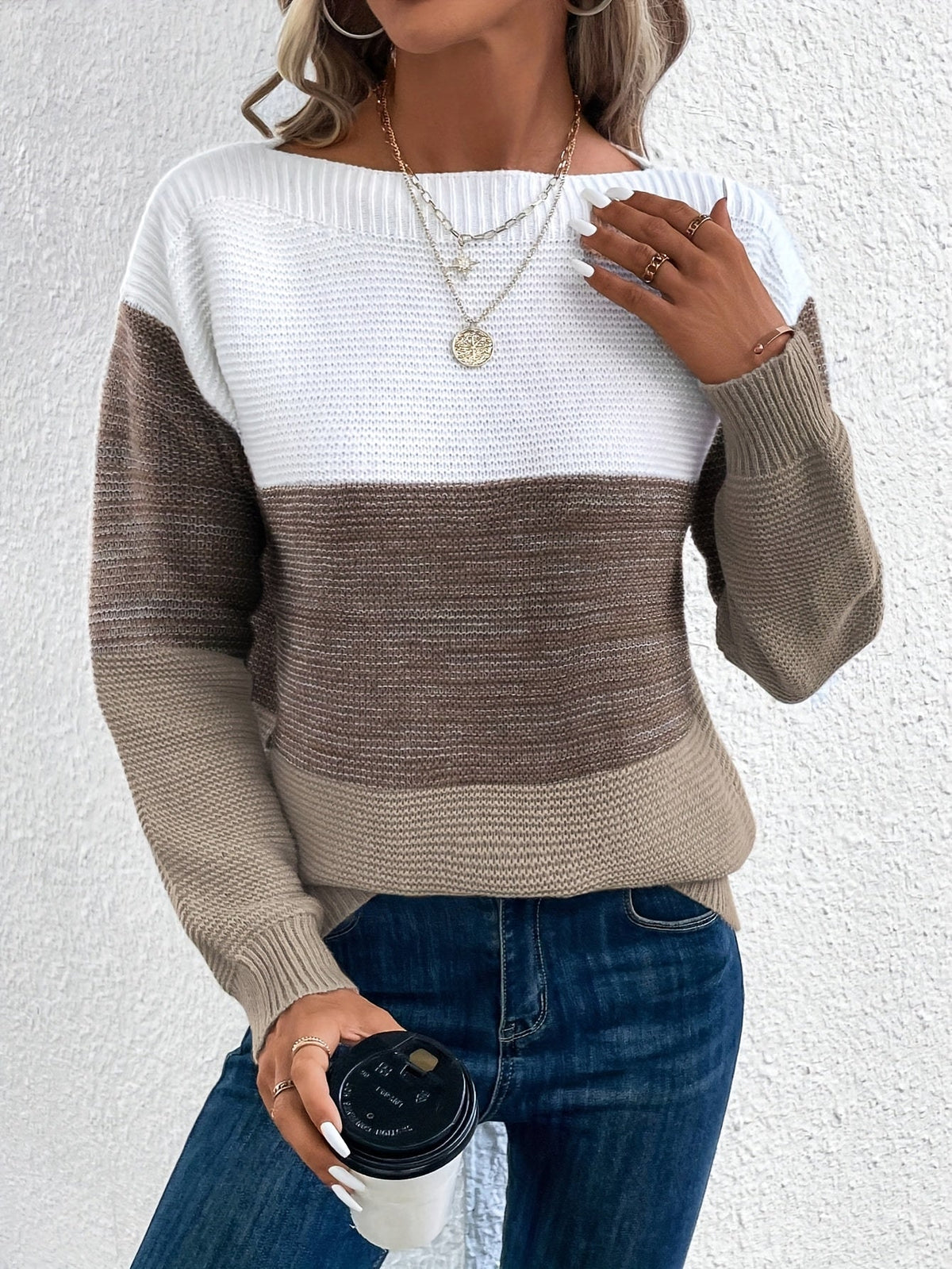 Tess-Hope Color Block Oversized Sweater