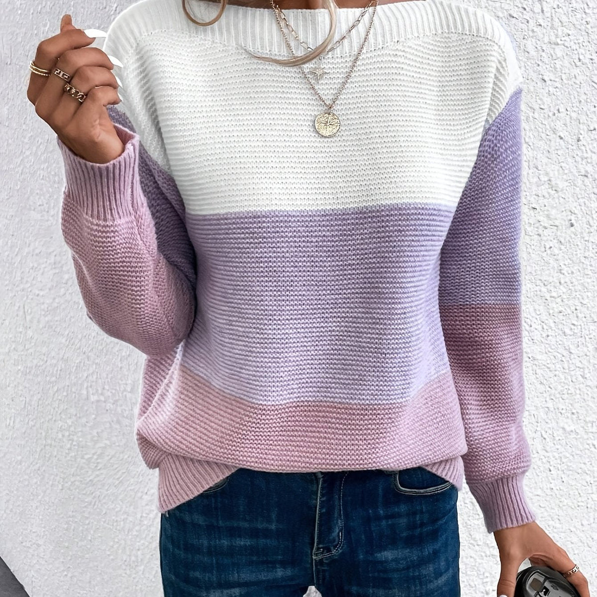Tess-Hope Color Block Oversized Sweater