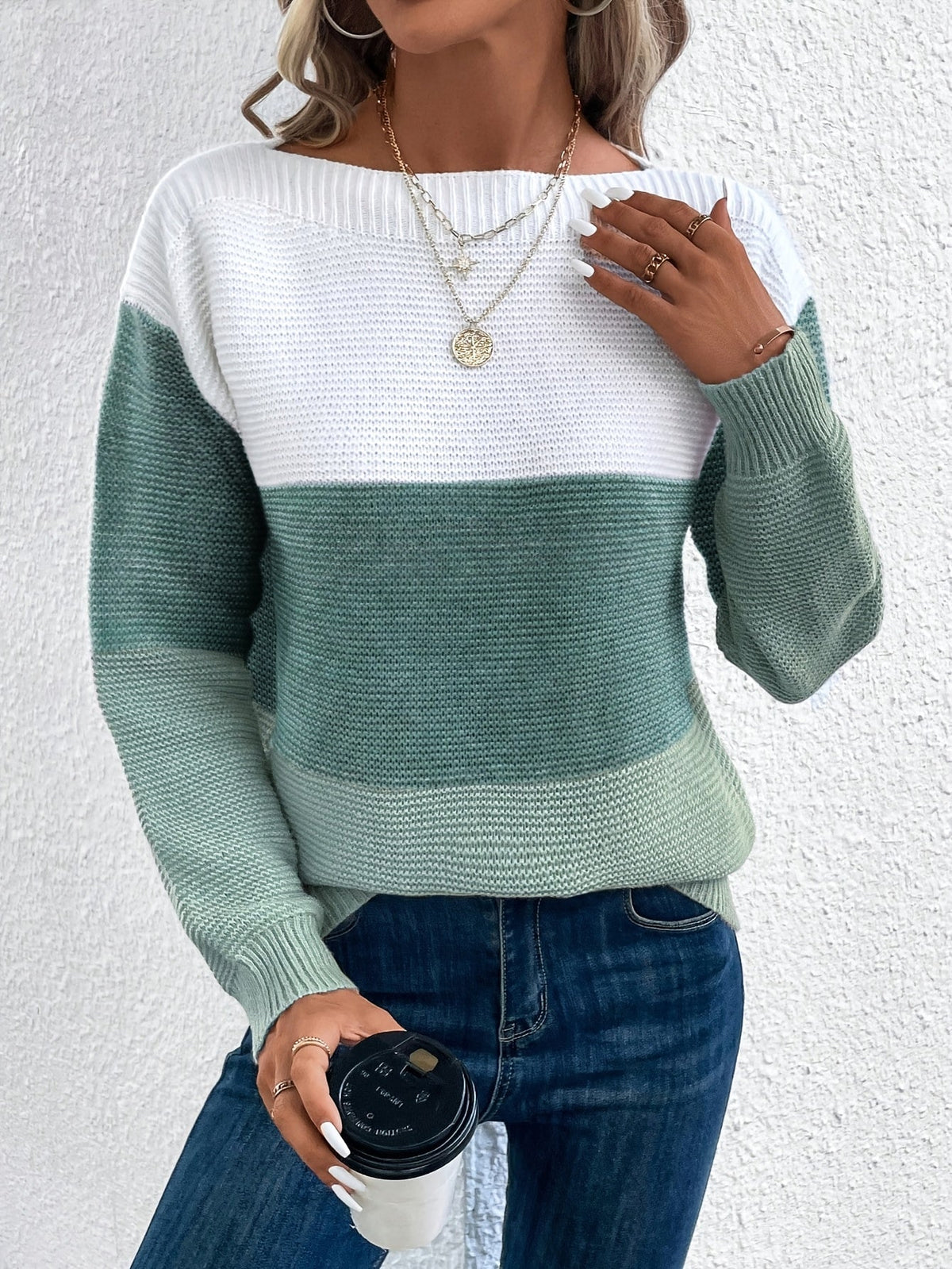 Tess-Hope Color Block Oversized Sweater