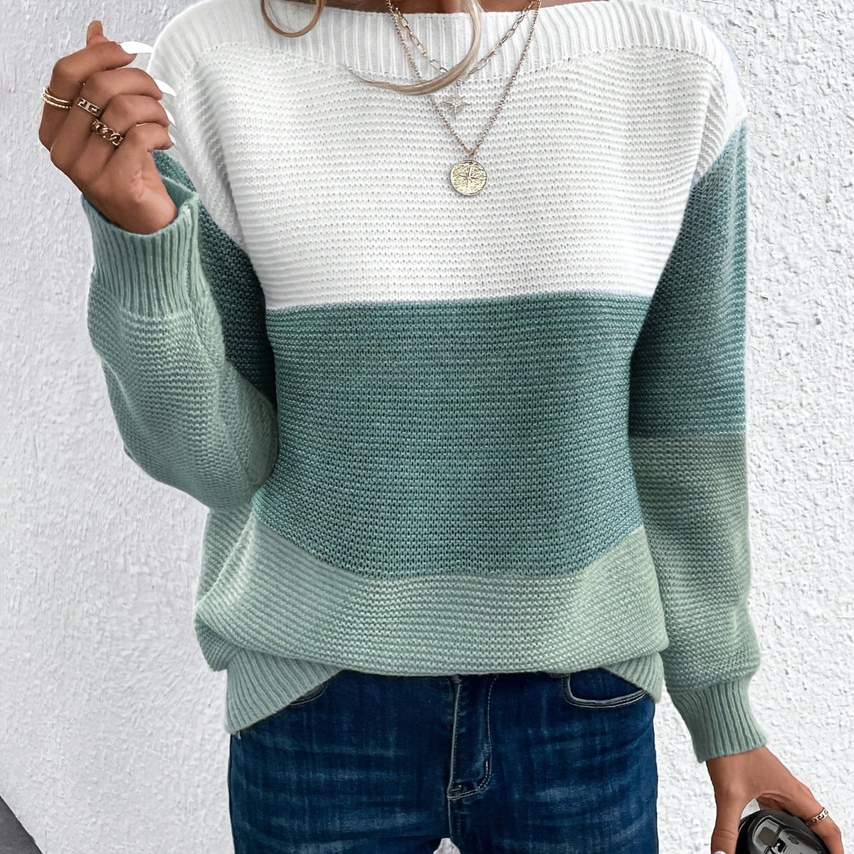 Tess-Hope Color Block Oversized Sweater