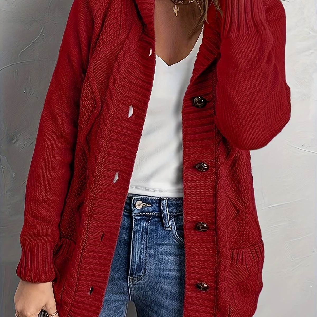 Blythe Fleece-Lined Hooded Cable Cardigan
