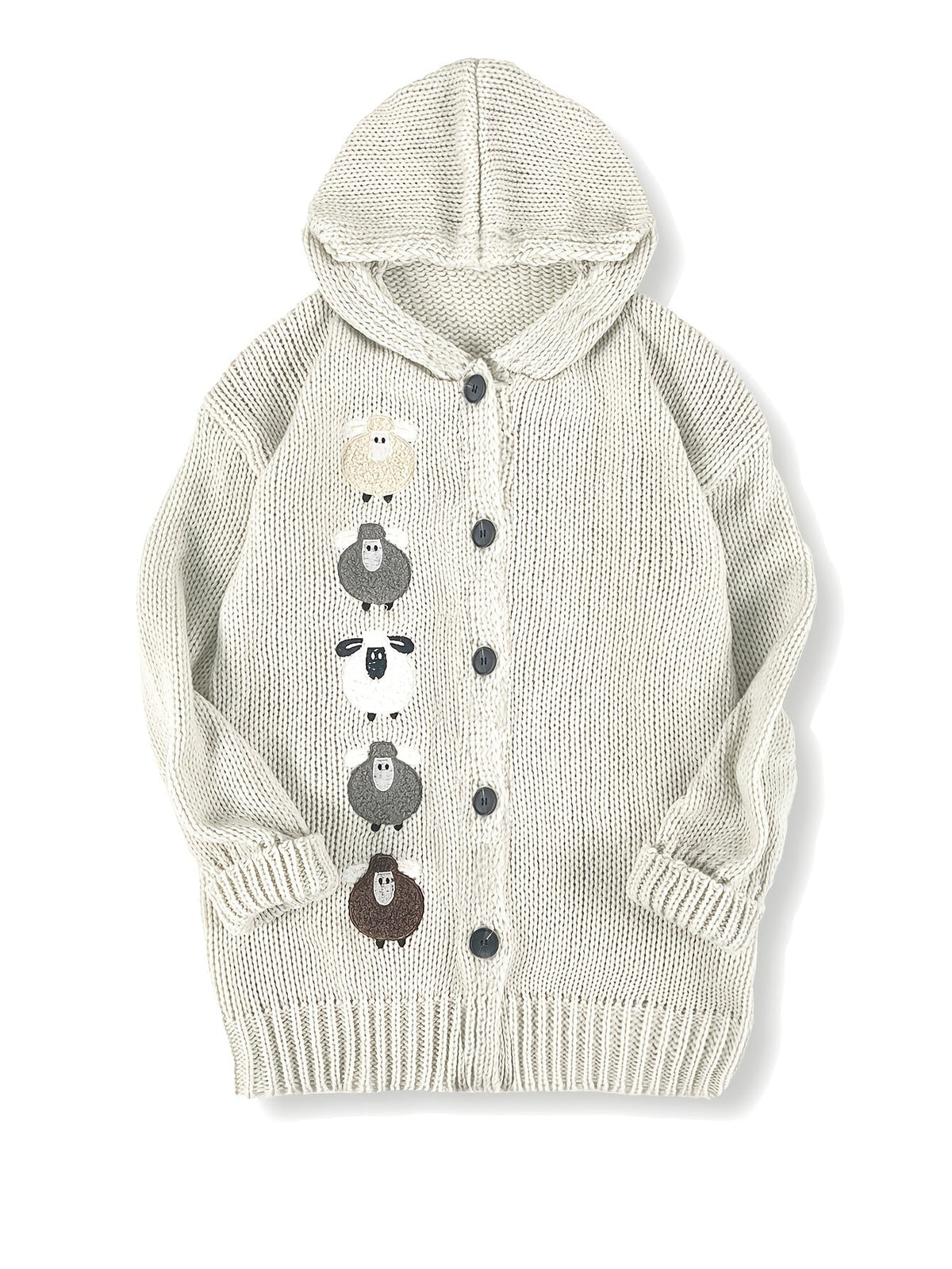 Lark-Belle Sheep Hooded Chunky Cardigan