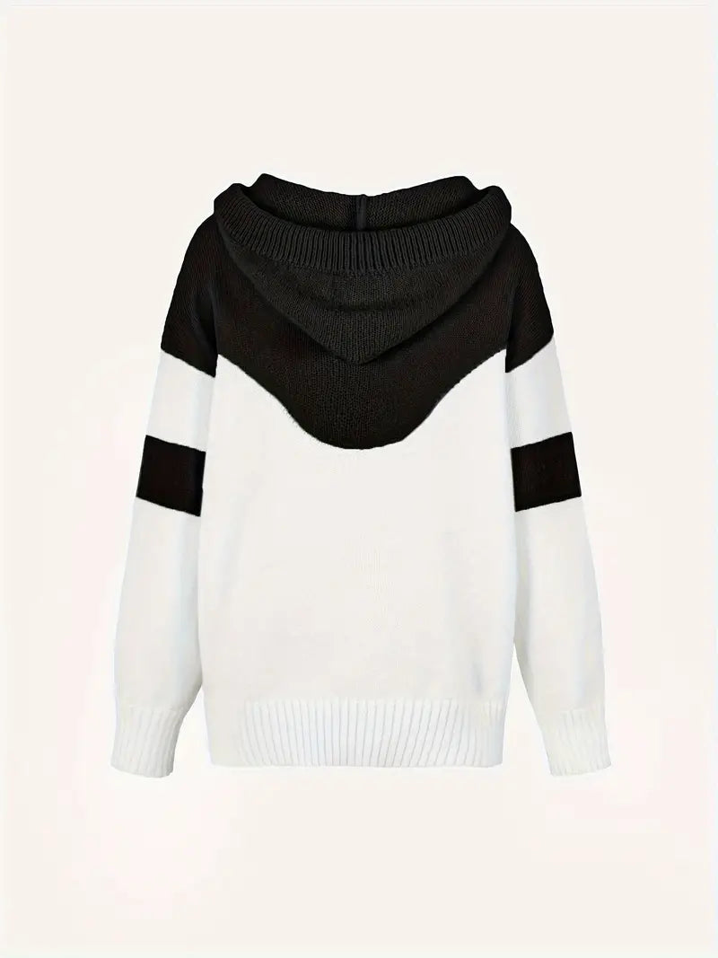 Clemence-Grace Chevron Cowl Neck Hoodie
