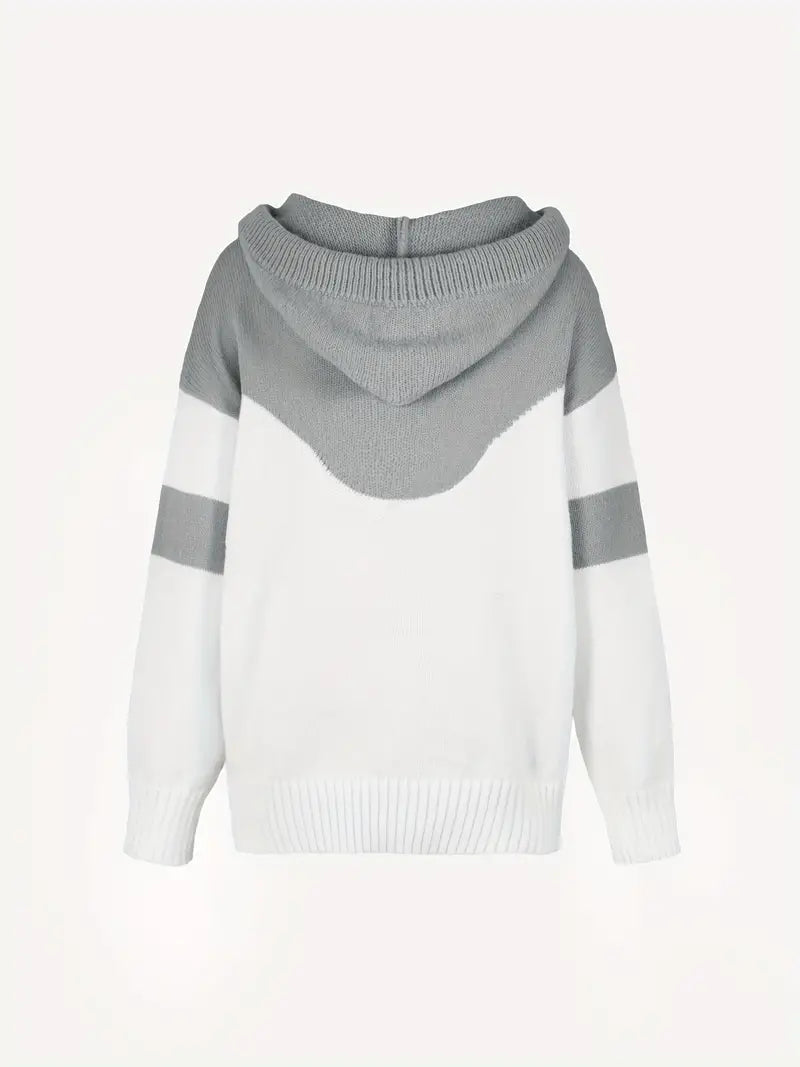 Clemence-Grace Chevron Cowl Neck Hoodie