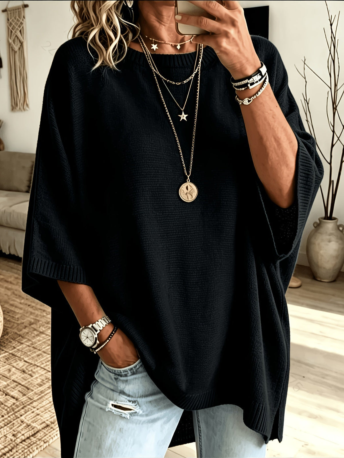 Ilsa-Pearl Batwing Knit Sweater