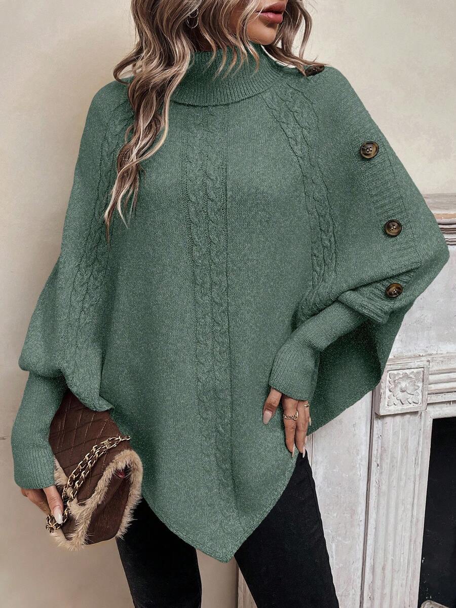 Raina-Faye Cable Knit Poncho Sweater