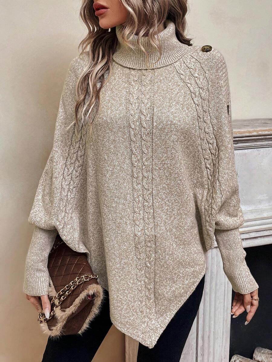 Raina-Faye Cable Knit Poncho Sweater
