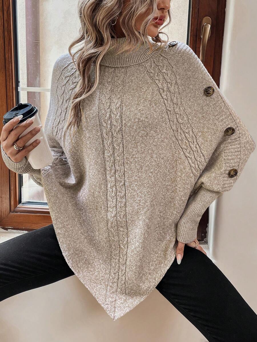 Raina-Faye Cable Knit Poncho Sweater