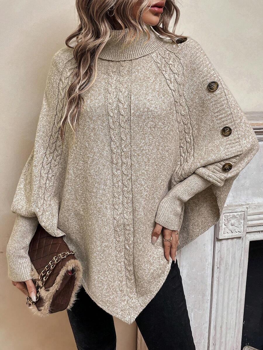 Raina-Faye Cable Knit Poncho Sweater