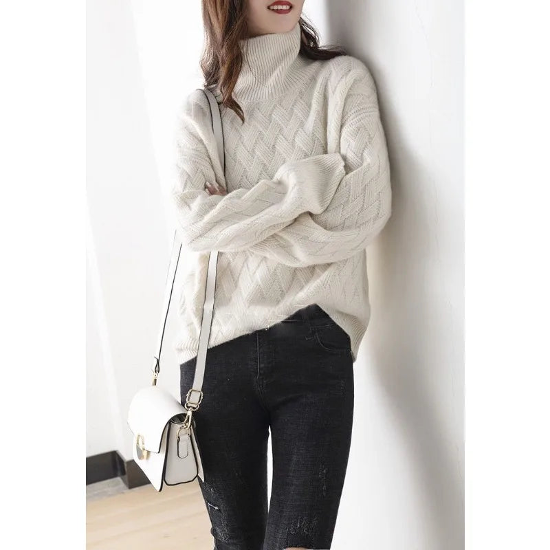 Poppy Basket Weave Roll Neck Sweater