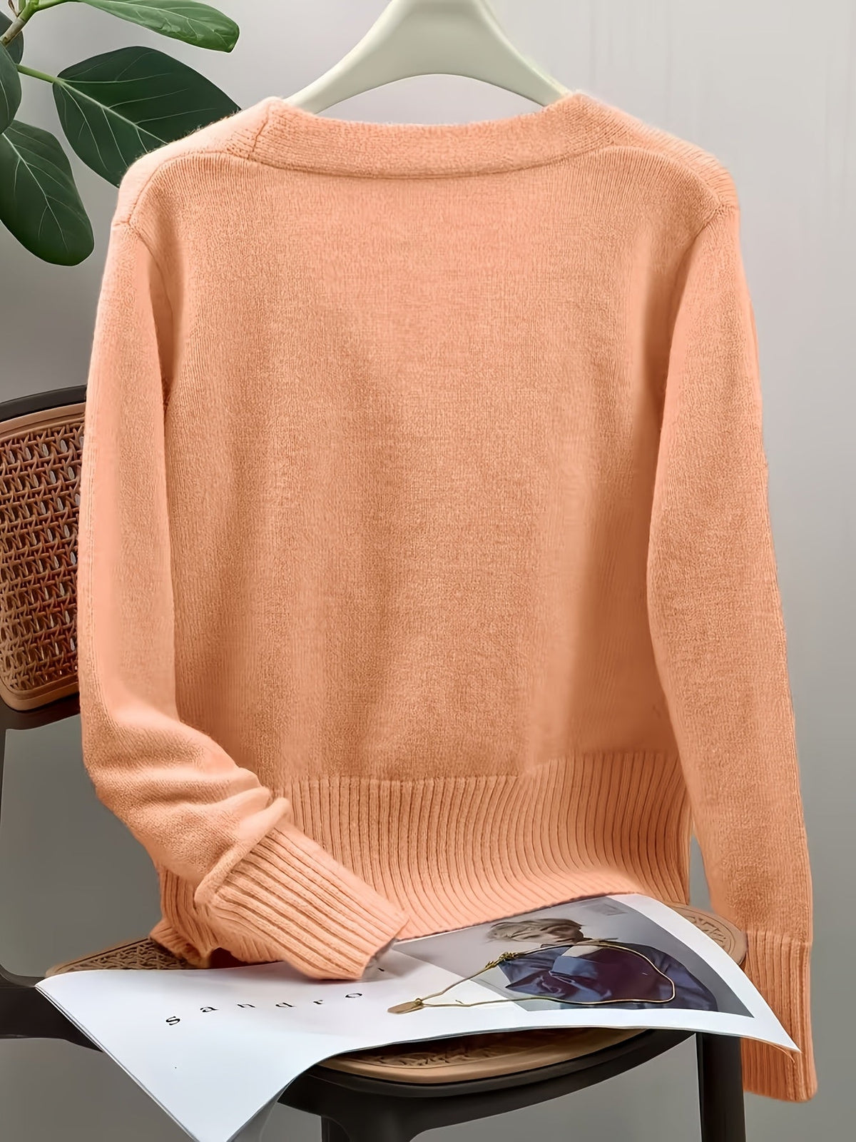 Carys Heart Button V-Neck Cardigan