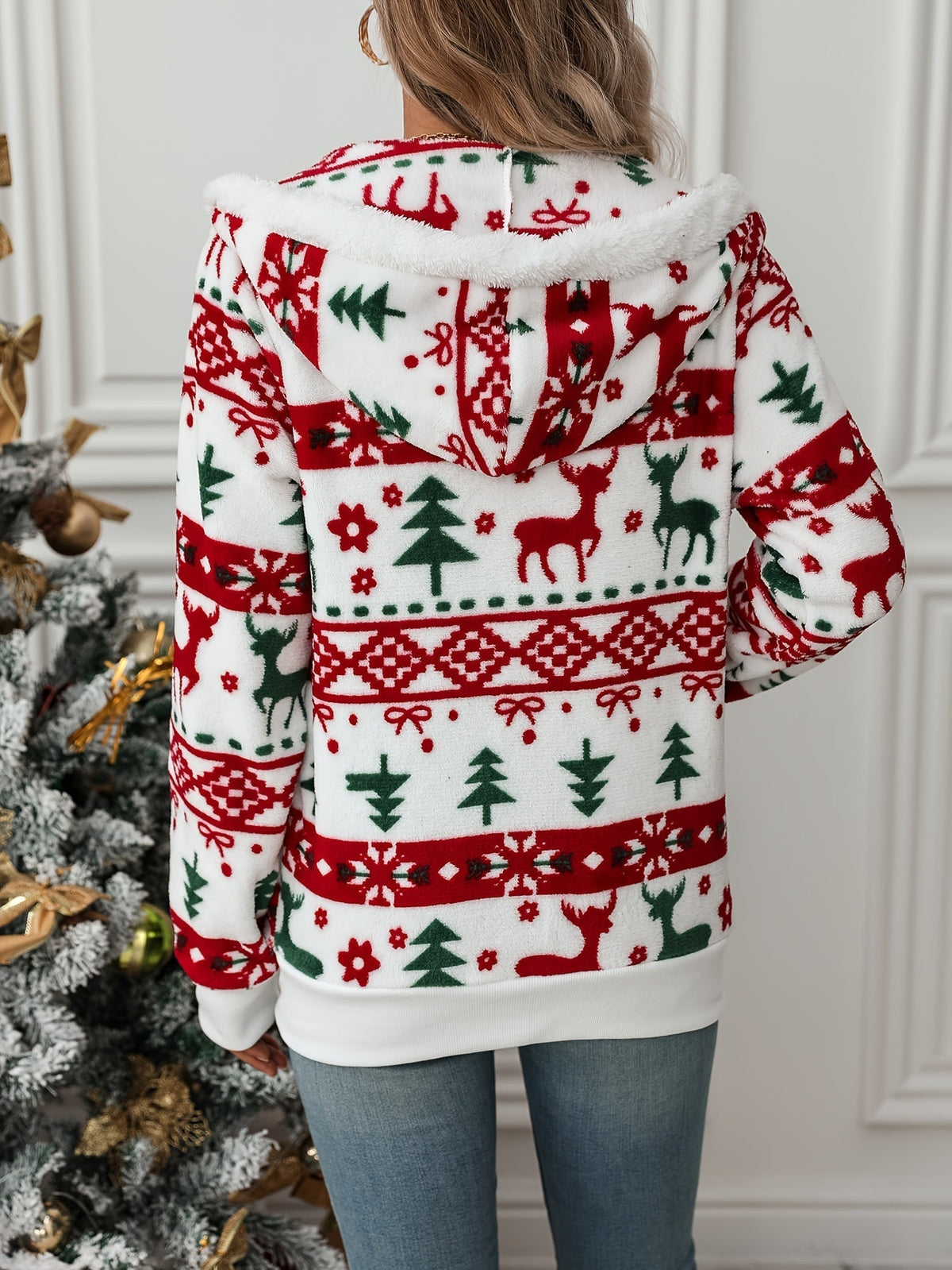 Agatha-Jane Christmas Print Fleece Hoodie
