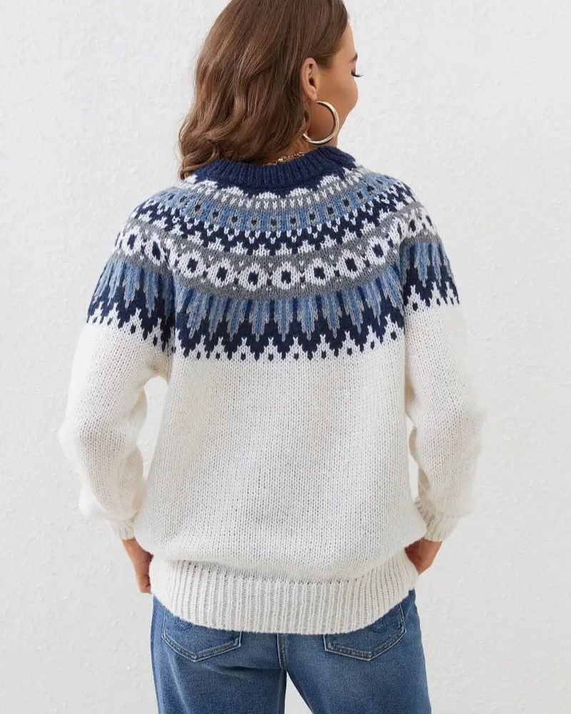 Theodora Fair Isle Yoke Crewneck Sweater