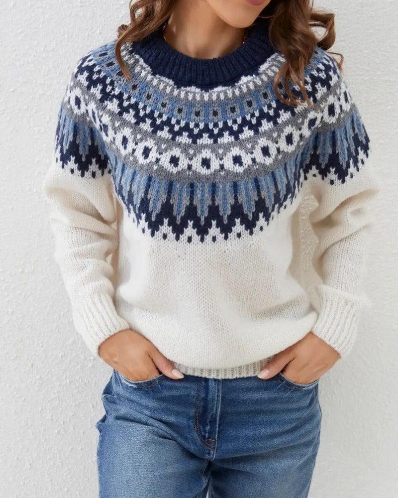 Theodora Fair Isle Yoke Crewneck Sweater