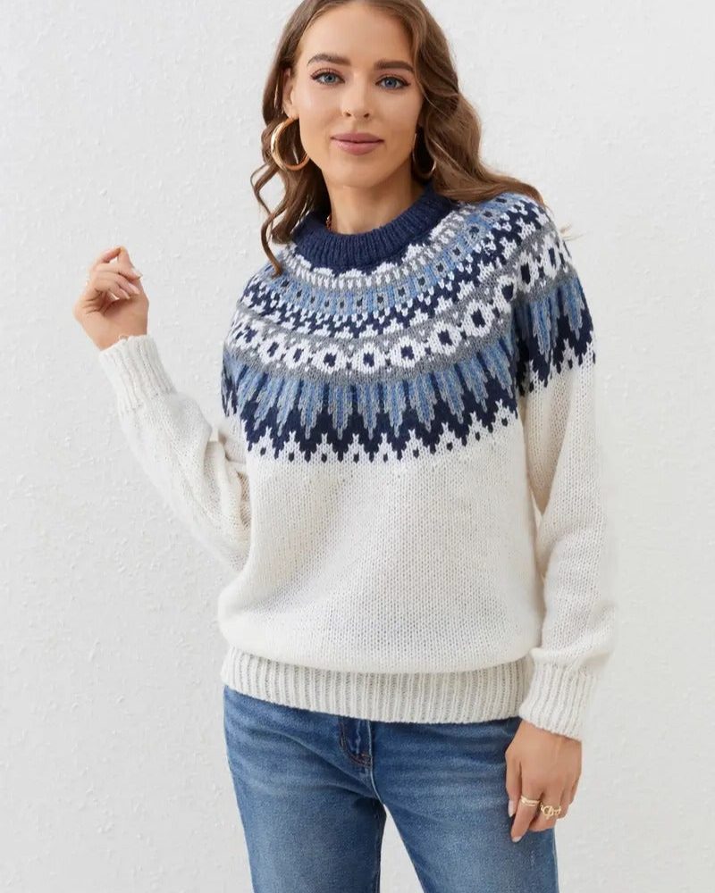 Theodora Fair Isle Yoke Crewneck Sweater