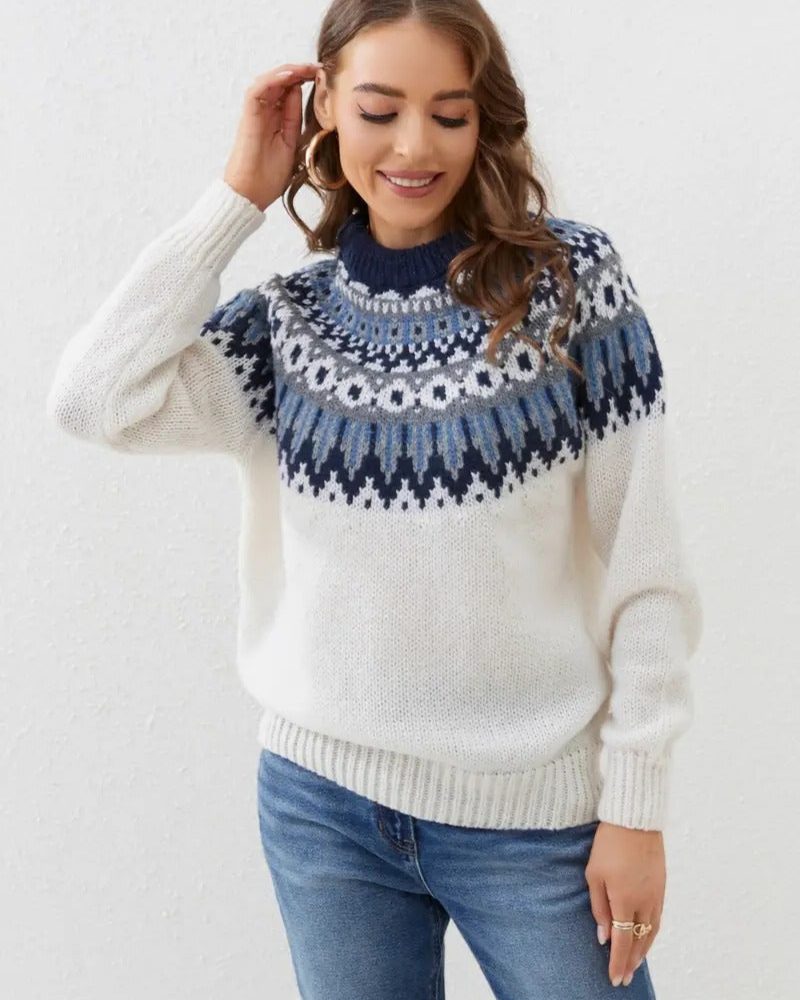 Theodora Fair Isle Yoke Crewneck Sweater
