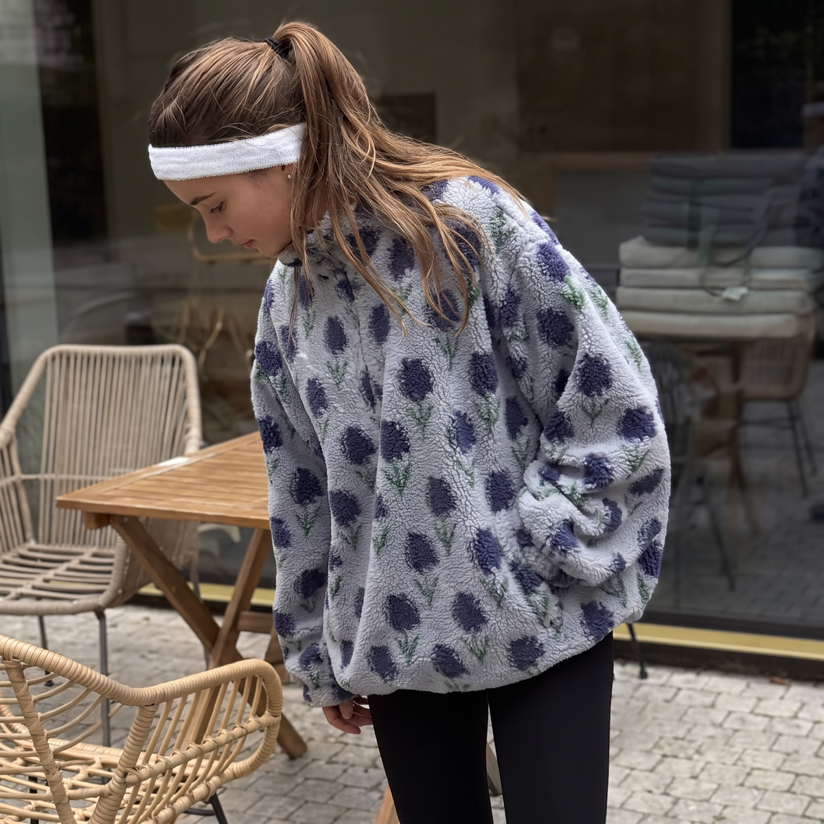 Audra Floral Sherpa Half-Zip Pullover