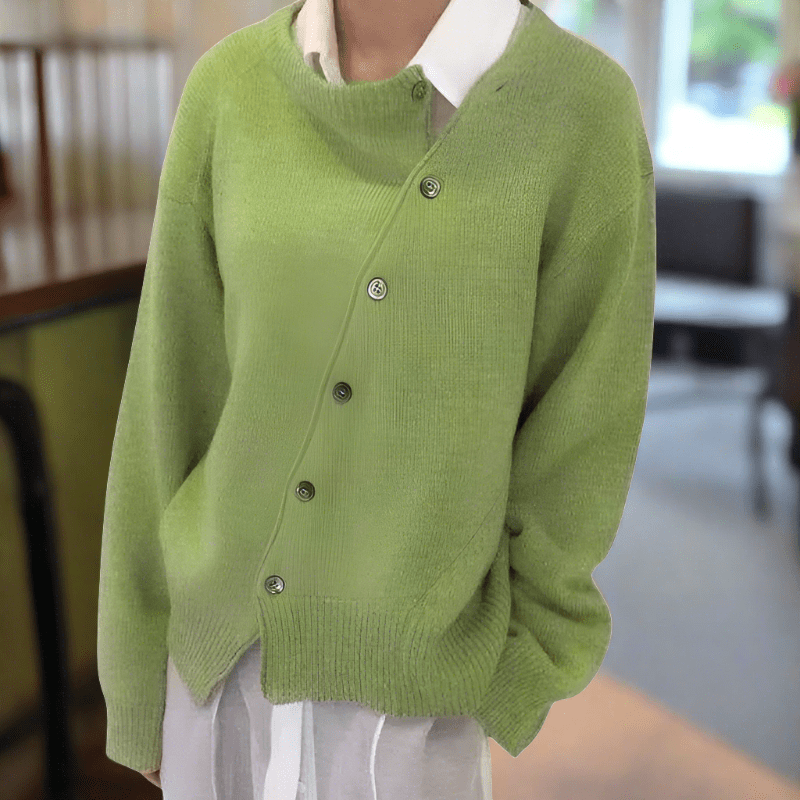 Enid Diagonal Button Oversized Cardigan