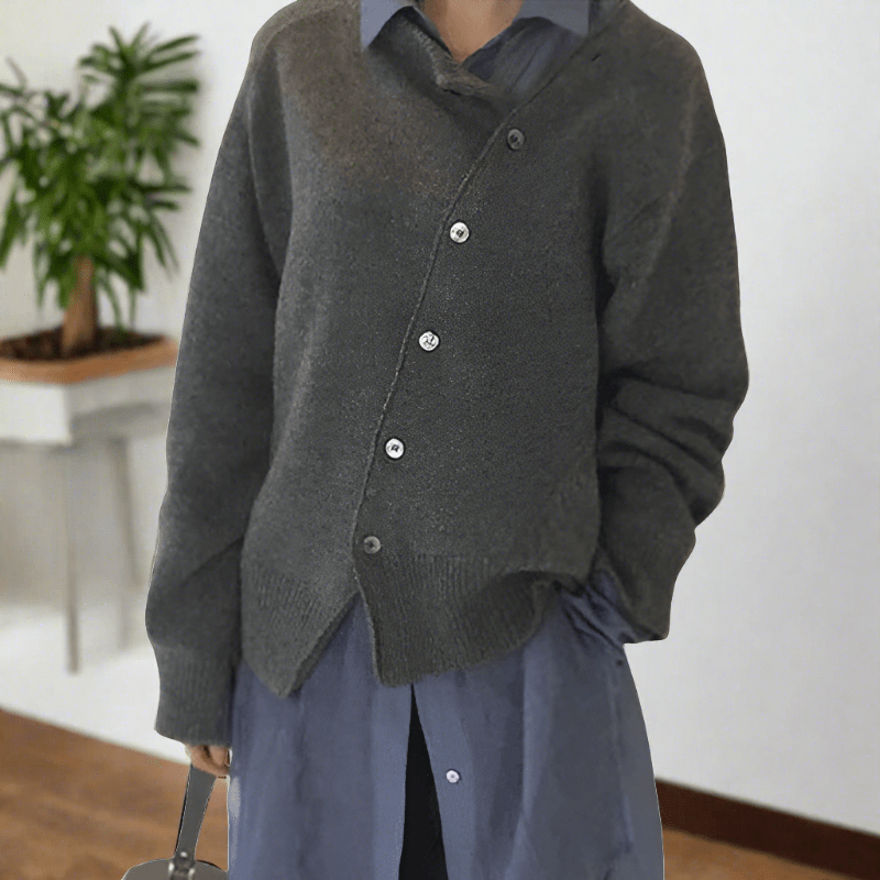 Enid Diagonal Button Oversized Cardigan