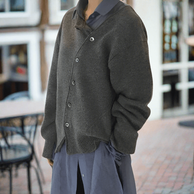 Enid Diagonal Button Oversized Cardigan