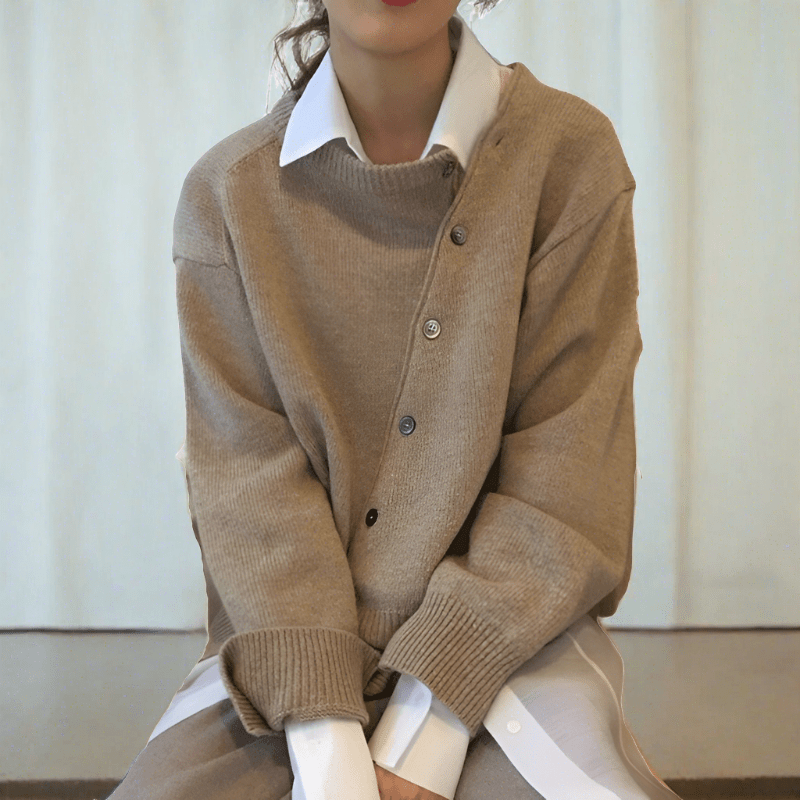 Enid Diagonal Button Oversized Cardigan