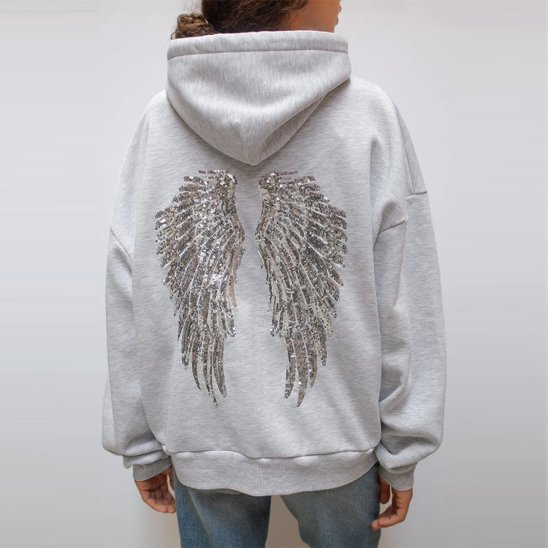 Signe Sequin Wings Oversized Hoodie