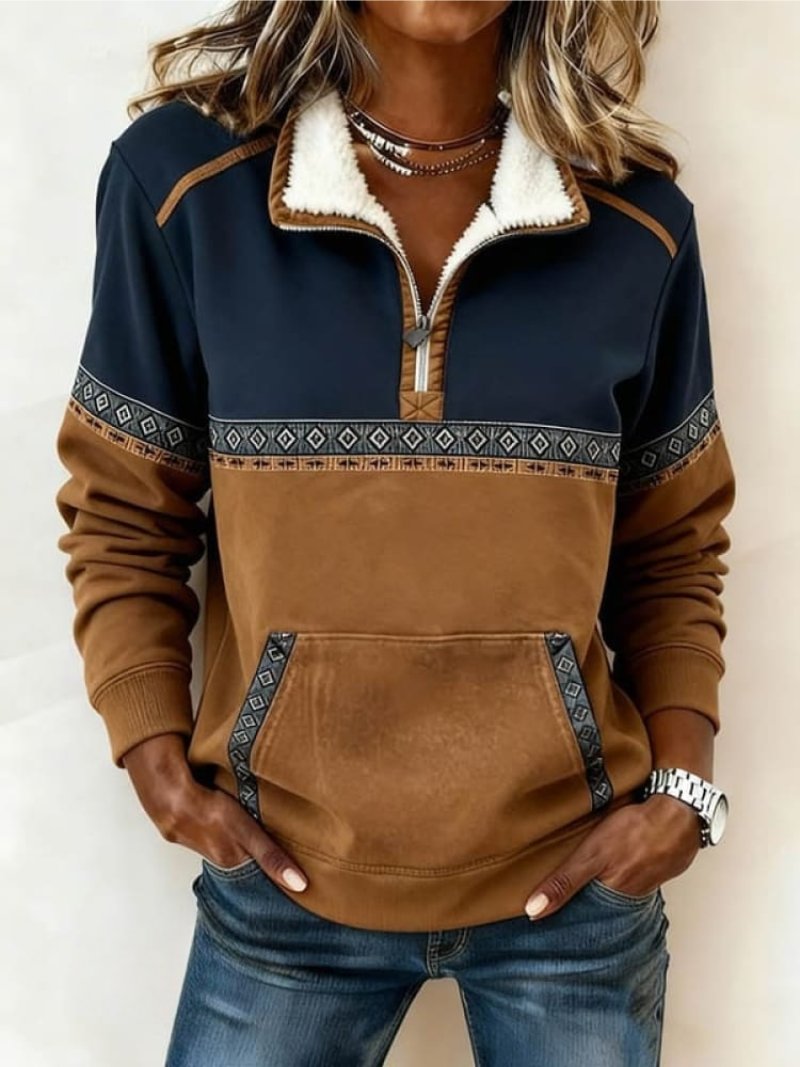 Cassia-Claire Aztec Quarter-Zip Pullover