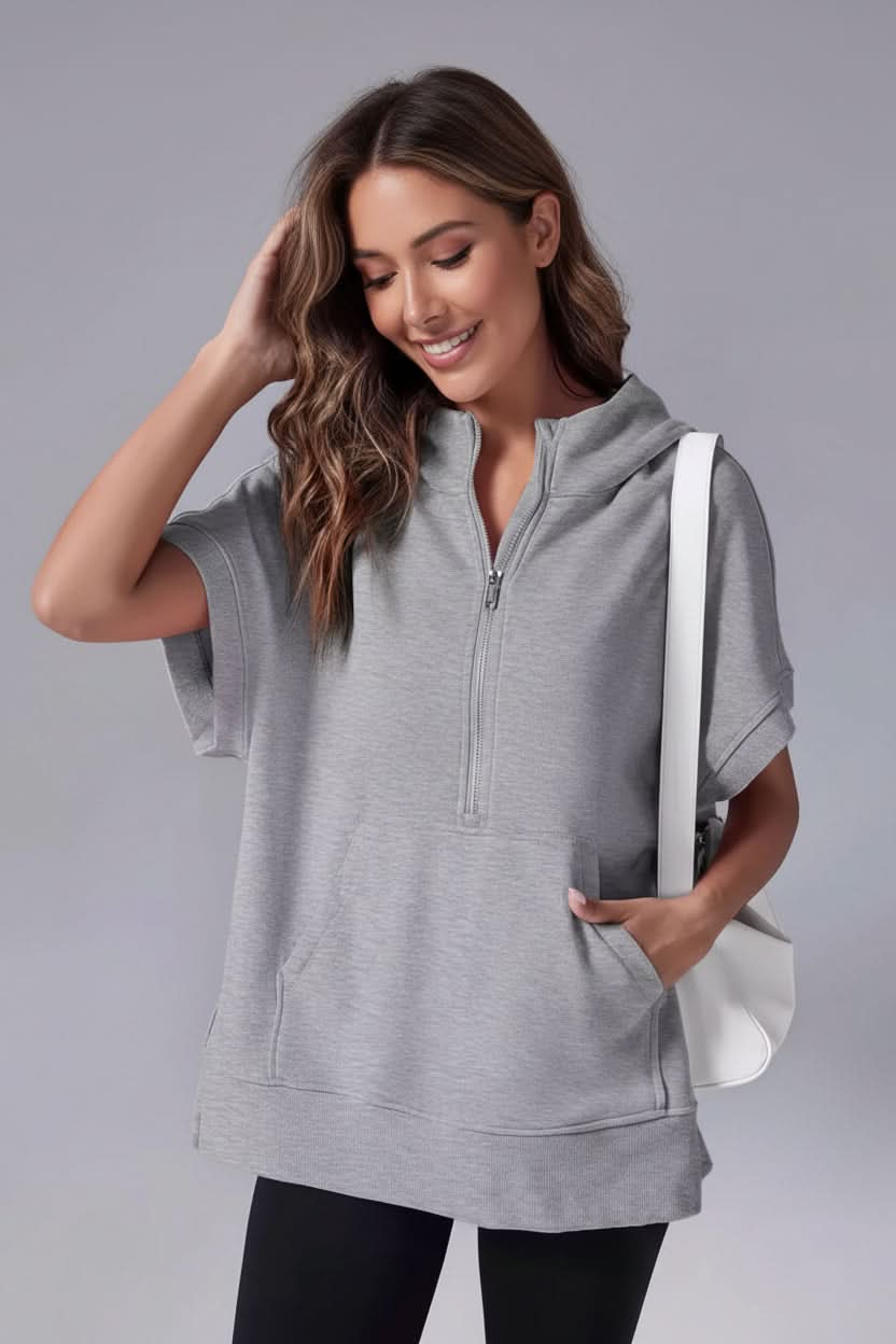 Hester Short Sleeve Half-Zip Hoodie