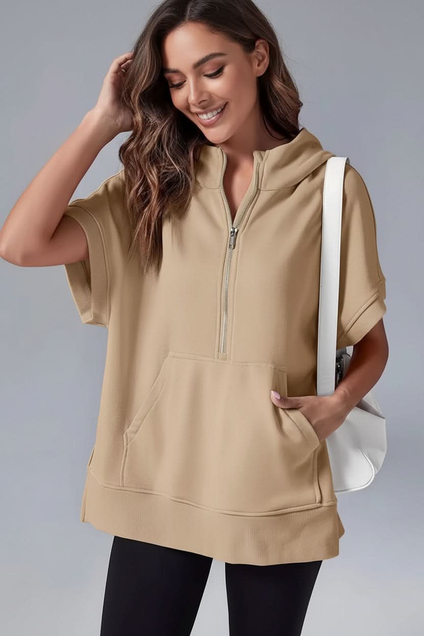 Hester Short Sleeve Half-Zip Hoodie