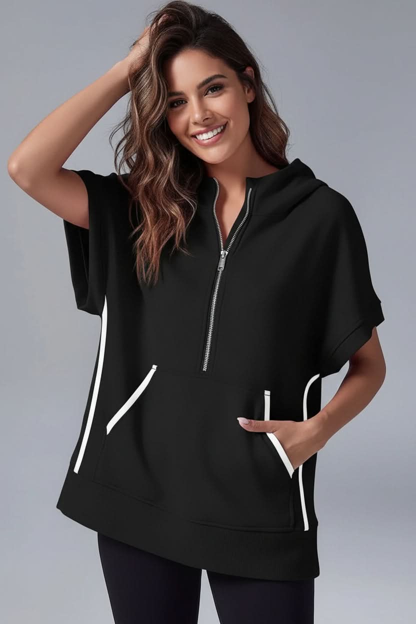Hester Short Sleeve Half-Zip Hoodie