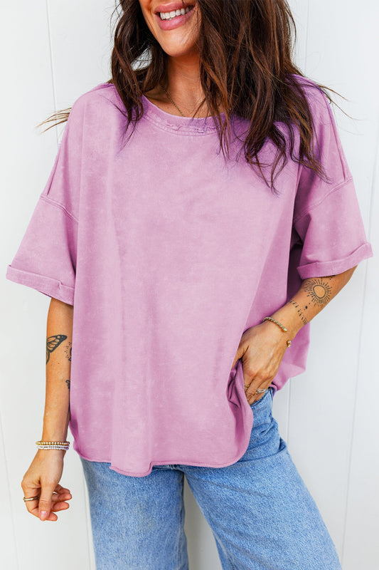 Wide T-shirt with mineral wash and dropped shoulder