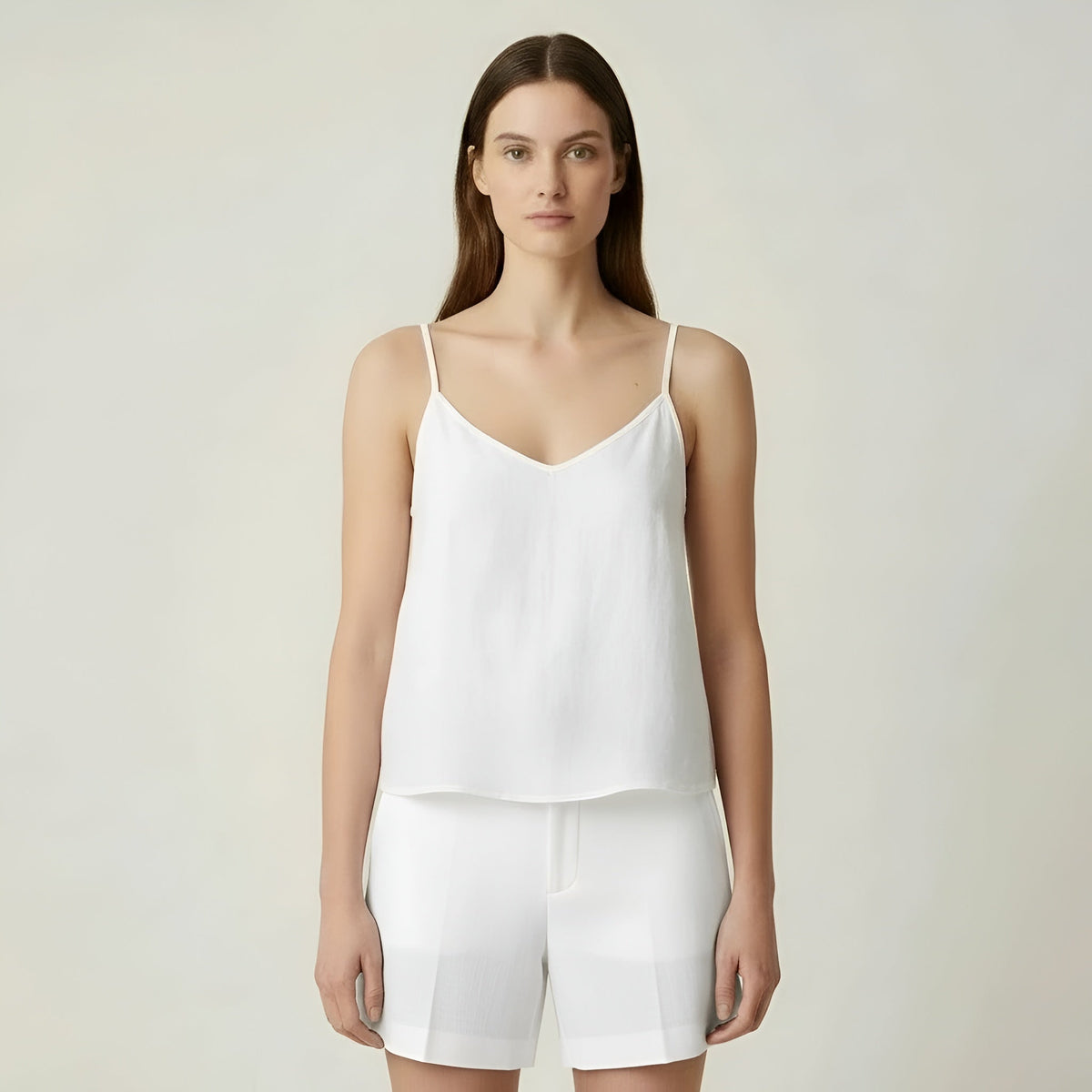 Women's summer linen tank top with thin straps, casual lightweight breathable top