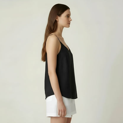 Women's summer linen tank top with thin straps, casual lightweight breathable top