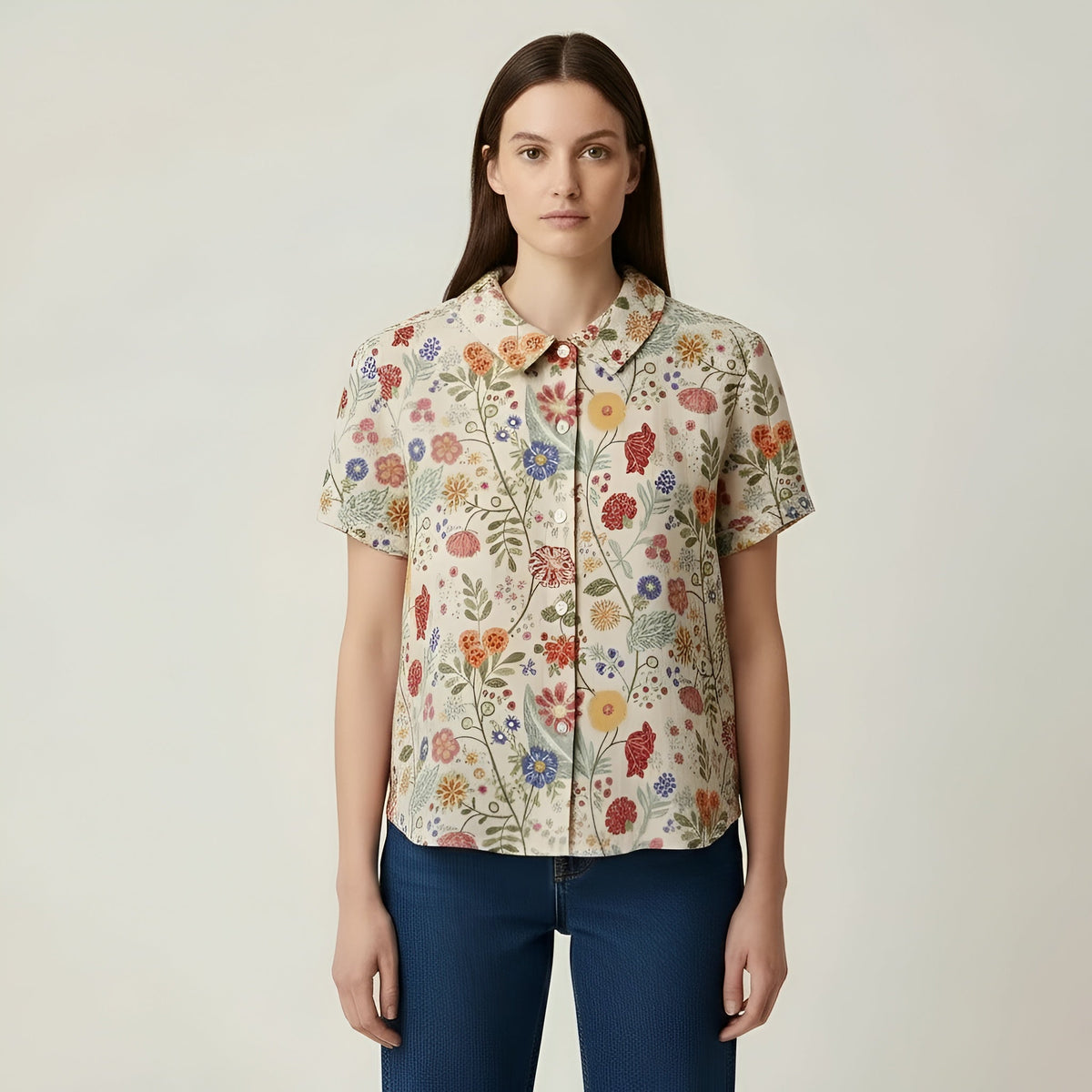 Women's Polka Dot Blouse Short Sleeve Casual Shirt Collar Women's Clothing
