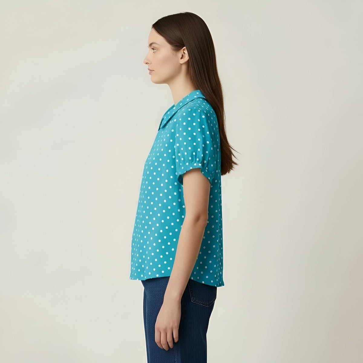Women's Polka Dot Blouse Short Sleeve Casual Shirt Collar Women's Clothing