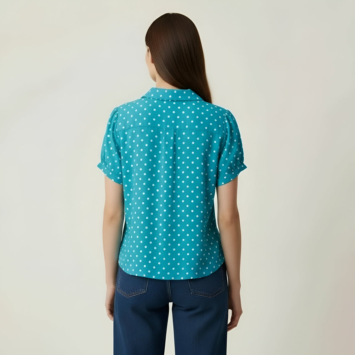 Women's Polka Dot Blouse Short Sleeve Casual Shirt Collar Women's Clothing