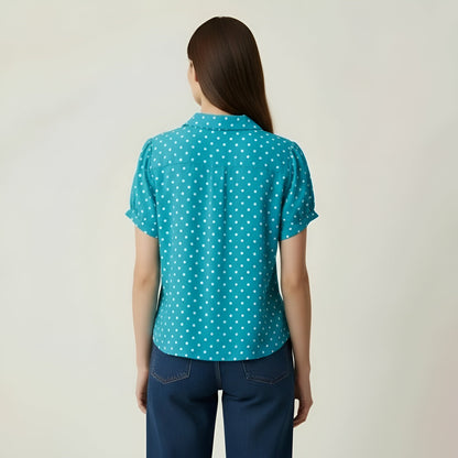 Women's Polka Dot Blouse Short Sleeve Casual Shirt Collar Women's Clothing