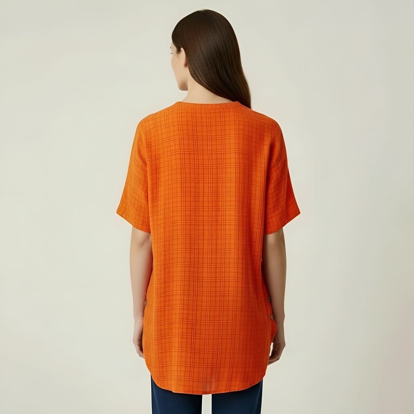 Women's Oversize Cotton Blouse Short Sleeve Casual Loose Tunic with Buttons