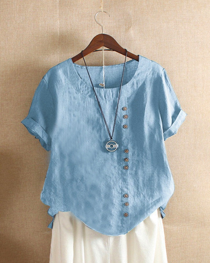 Lena Women's Blouse – Lightweight Linen Blouse with Buttons and Natural Look