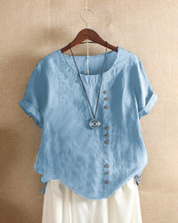 Lena Women's Blouse – Lightweight Linen Blouse with Buttons and Natural Look
