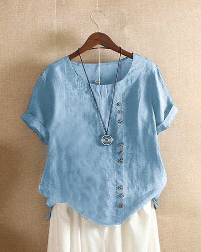 Lena Women's Blouse – Lightweight Linen Blouse with Buttons and Natural Look